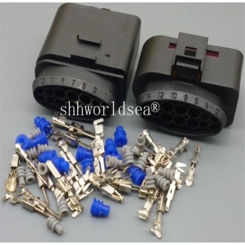 Shhworldsea 14 Pin/Way Car Xenon Headlight Lamp Plug Connector Socket Housing 1J0973837 1J0973737 For Audi for VW Golf MK6 Skoda