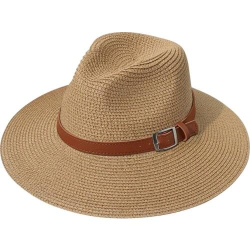 Summer fashion white flat brim wide brim womens strawhat womens jazz fedoras hat sun-shading hat beach cap summer Wide Brim