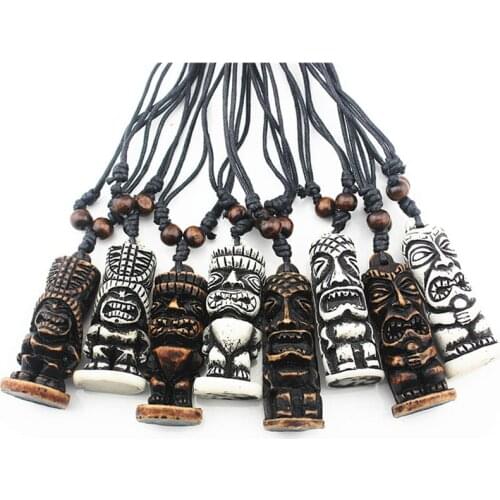 MIXED COOL Boy mens 8pcs Maori/Hawaiian Style Imitation Bone Carved totem tiki men Pendants Necklaces Gifts XL34