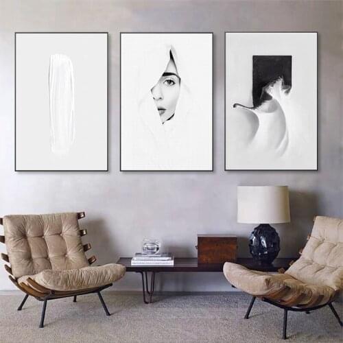 Modern Minimalist Black and White Abstract Art Canvas Prints Poster Beautiful Woman Figure painting Picture on The Wall Decor