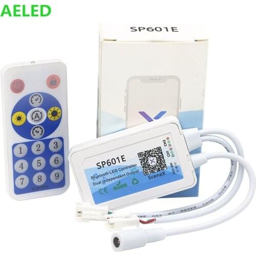 SP601E WS2812B WS2811 Music Controller Built In Mic Dual Signal Addressable Pixels LED RGB Strip Light IOS/Android App DC5V-24V
