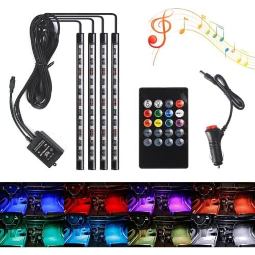 Car styling Wireless Remote/Music/Voice Control Interior Floor Foot Decoration Light Cigarette LED Atmosphere RGB Neon LampStrip