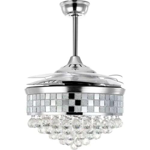 LED Ceiling Fans lamp For Living Room 220V 110V Crystal Ceiling Fan With Lights 42 Inch Blades Cooling Remote Dimming Lamp