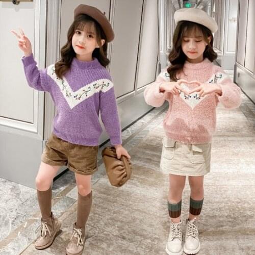 Girls Sweater Babys Coat Outwear 2021 Retro Thicken Warm Winter Autumn Knitting Pullover Christmas Gift Childrens Clothing