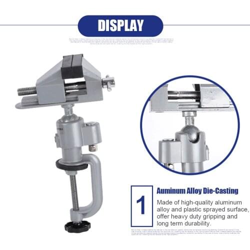 Table Vise with 360 degrees Swiveling Head Clamp for Crafting Painting Sculpting Electronics Soldering 3-inch Rotatable