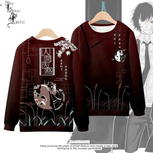 Dazai Osamu No Longer Human 3D Printing T-shirt Fashion Round Neck Long Sleeve Popular Japanese Anime Streetwear Plus Size