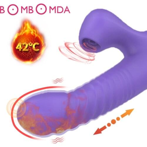 Rabbit Vibrator Sucking Clitoral Stimulator G-spot Telescopic Swing Heating Dildos Vibrators Sex Toys For Women Masturbator