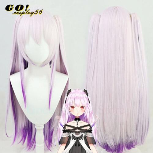 VTuber Uruha Rushia Wig Hololive Fantasy Cosplay Hair Gradient Purple Long Straight Ponytails Holo no Graffiti Role Play
