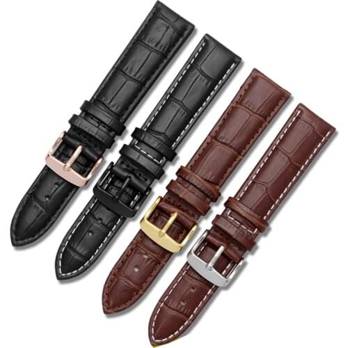 18 /19 /20 /21 /22 23 /24mm High Quality Brown Black Genuine Leather Watchband For Hamilton Men Women Wrist Bracelet Pin Buckle