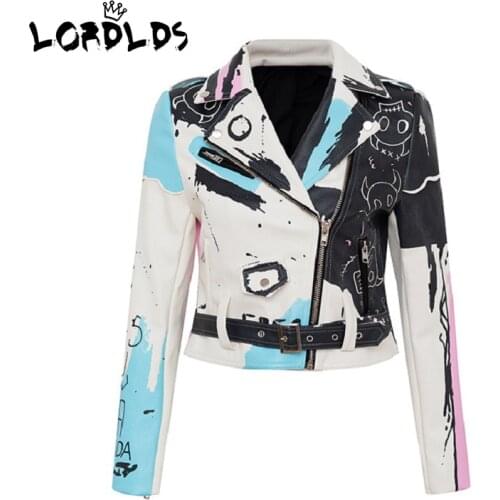 LORDLDS Short Leather Jacket Women Punk Style Biker Jackets Winter coats Outwear Streetwear Clothing
