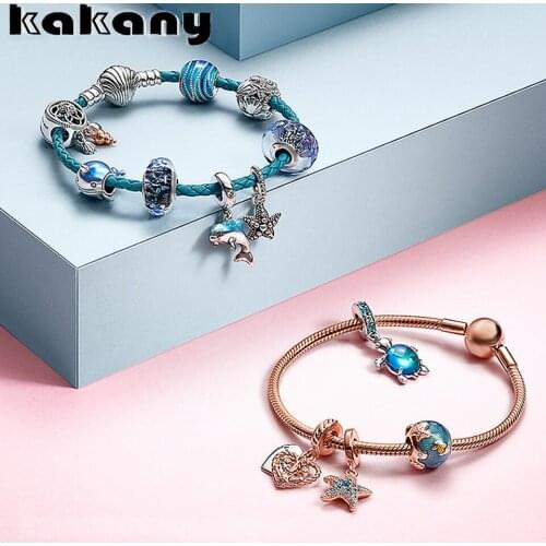 KaKany Charm Summer Ocean 925 Sterling Silver Necklace Fits Original Silver Bracelet Fashion Jewelry Bracelet Female Beads