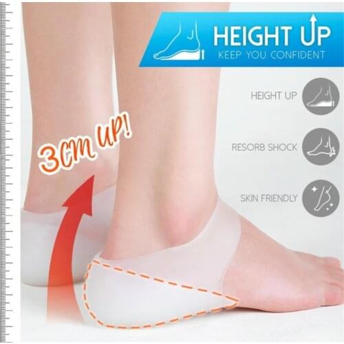1 Pair Concealed Footbed Enhancers Invisible Height Increase Insoles Silicone Foot Lift Pads Dress In Socks Tool 3CM QE