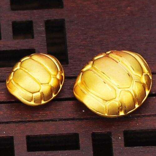 1PCS Real 24K Yellow Gold Pendant Women 3D Luck Tortoise Shell Bead 7x8mm / 12x14mm