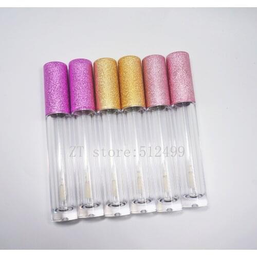 10-100PCS 6ml Empty Lip Gloss Tube Plastic Lipgloss Bottle Container yellow purple Cap Cylinder clear Lip gloss bottle