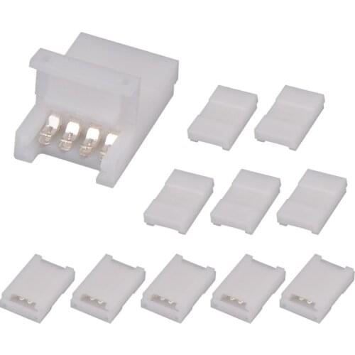 10pcs 4-Pin RGB LED Light Strip Connectors 10mm Unwired Gapless Solderless for 5050 RGB LED Strip 10pc 4PIN RGB Connectors