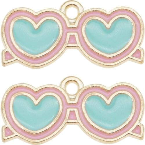 10PCS Enamel Alloy Charms For Earring Pendants Necklace Sunglasses Shape Jewelry Finding Handmade Craft DIY Bangle Bracelet Dec