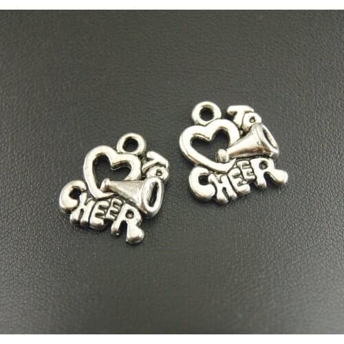 10 Pcs Silver Color Cheerleader Love To Cheer Charms Bracelet Necklace Jewelry Making Handmade DIY A926