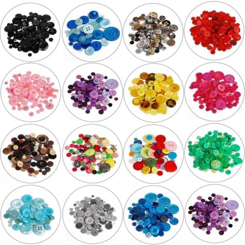 100Pcs Multicolor Resin Round Shape Apparel Sewing Buttons For Kids Clothes Scrapbooking Decorative Handicraft DIY Accessories