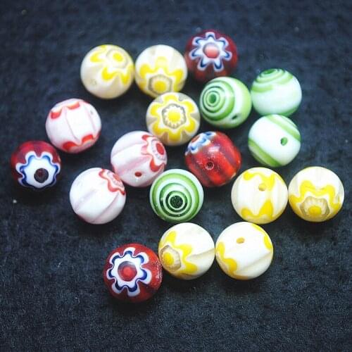 18pcs flower glass loose beads size 10mm round ball for matching beads jewelry findng for bracelets making mix colors