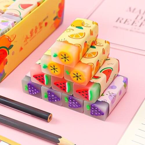 2Pcs Creative Fruit Erasers Cartoon Cute Erasers Children Gift School Stationery and Office Supplies
