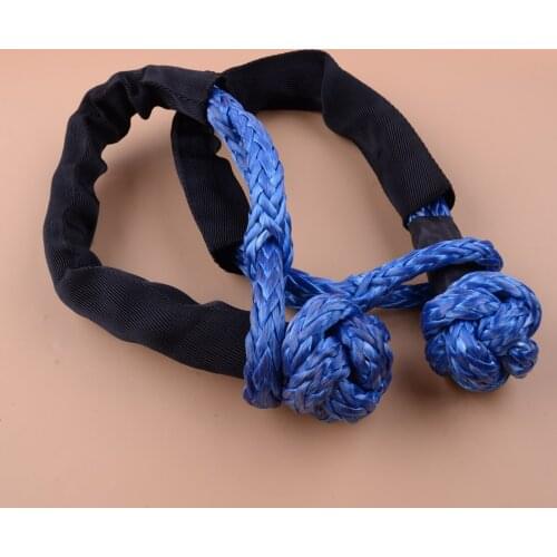 2pcs Blue Nylon Flexible Synthetic 35000LB 16T Soft Shackle Winch Rope Towing Recovery Straps