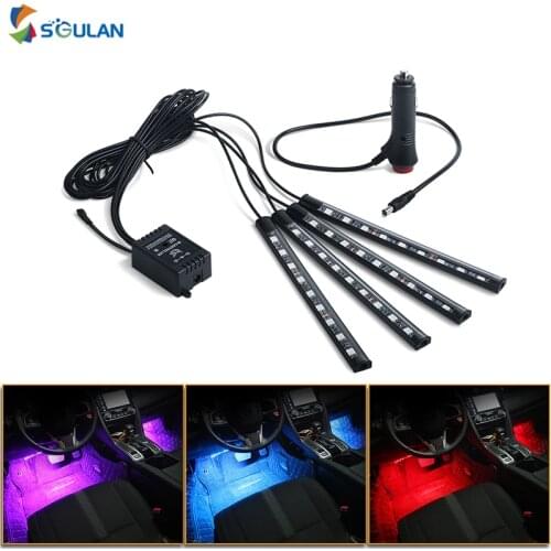 4pcs USB 5050smd music rhythm battery remote control LED car interior atmosphere light indoor floor decoration lamp strip bar