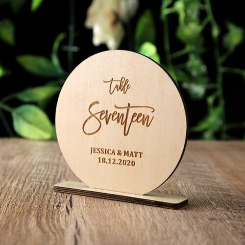 XY-Custom Wedding Acrylic wood Table Numbers, Clear Personalised Party Table Number, Wedding decoration, Engraved, Table Names