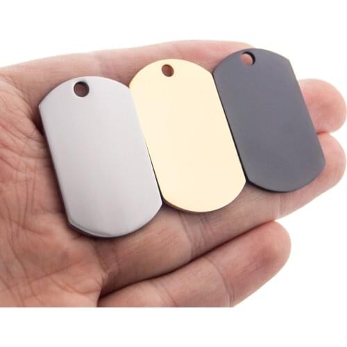 10pcs high quality stainless steel military tags Dog tag double sides mirror polish silver/gold/black Pendant charms