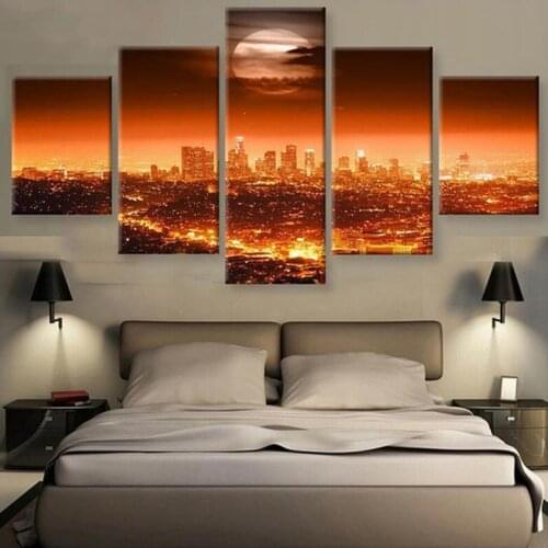 5pcs Full Square Round Drill 5D Diy diamond painting Los Angeles city mosaic Diamond Embroidery Sunset painting by numberZP-2961