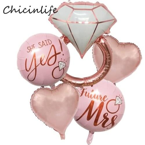 Chicinlife 5pcs Star Heart Ring Wedding Anniversary Party Foil Balloons Party Decoration Festival Bridal Shower Party Supplies