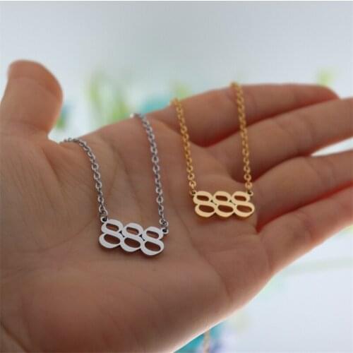 Lucky Colliers Angel Number 888 Necklace 111 222 333 444 Old English Necklaces For Women Kpop Jewelry Stainless Steel Choker