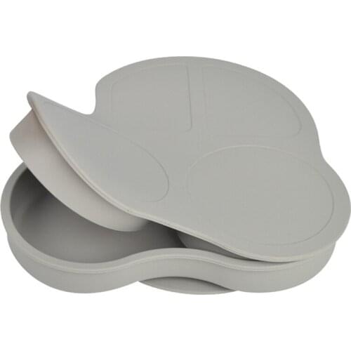 D7WF Baby Suction Cup Bowl Non-toxic BPA-Free Silicone Car Shaped Divided Dinner Plate Infants Learning Feeding Dish Newborn