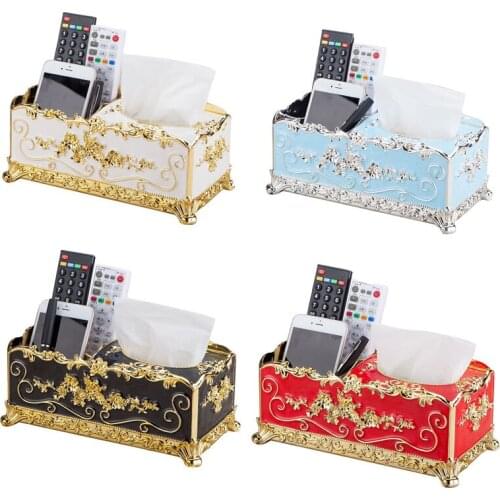 Multifunctional Tissue Box European style Towel Napkin Tissue Holder Household Living Room Remote Control Storage Home Decor