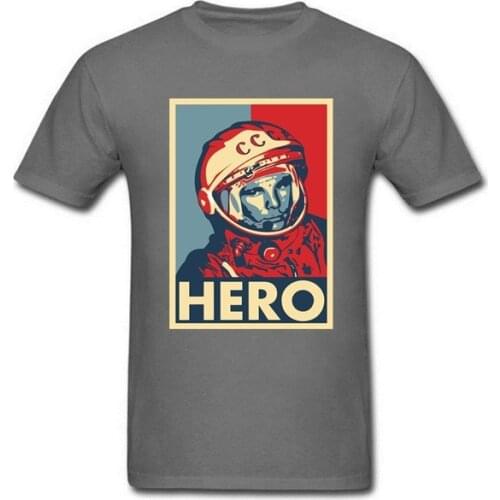 Youth street topshirts Men T-shirt Russian CCCP HERO Yuri Gagarin Mens Tshirt Soviet Cosmonaut gyms Workout t shirt hombre Tees