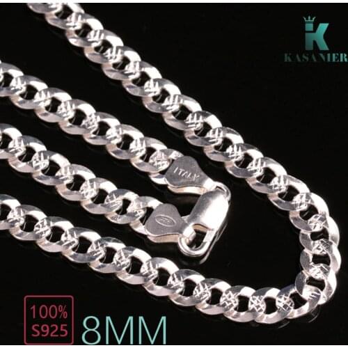 KASANIER Customize 100% Real 925 Sterling Silver chain necklace Color silver Figaro chain necklace men jewelry free shipping