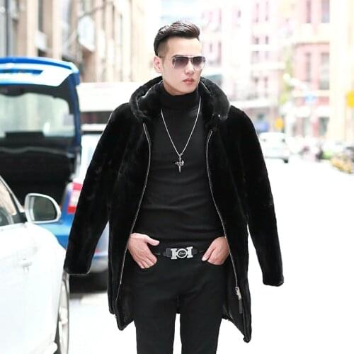 Real Mink Fur Coat Men Winter Jacket Hooded Long Plus Size Natural Mink Fur Jacket Mens Mink Coats 2020 87299M5 KJ3310