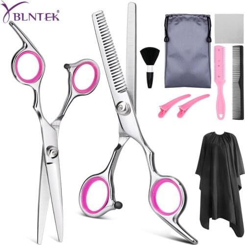 YBLNTEK 9 PCS Hairdressing Scissors Professional Hair Scissors Kit Hair Cutting Scissors Tail Comb Hair Cape Hair Cutter Comb