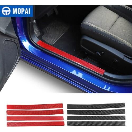 MOPAI Carbon Fiber Stickers for Charger 2015+ Car Interior Door Sill Scuff Plate Guard for Dodge Charger 2015+ Accessories