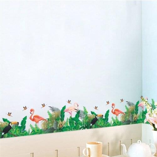 Flamingo Birds Wall Stickers For Shop Office House Baseboard Decoration Diy Waterproof Natural Scenery Mural Art Pvc Home Decals
