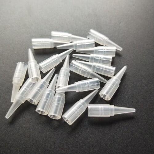 100Pcs 1R Needle Tips Plastic Needle Caps For Permanent Makeup Eyebrow and Lip Traditional Tattoo Machine