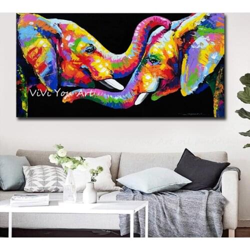 Wall Art Canvas Animal Painting hand painted Abstract Elephant Picture wall art Painting for living room bedroom Home Decoration