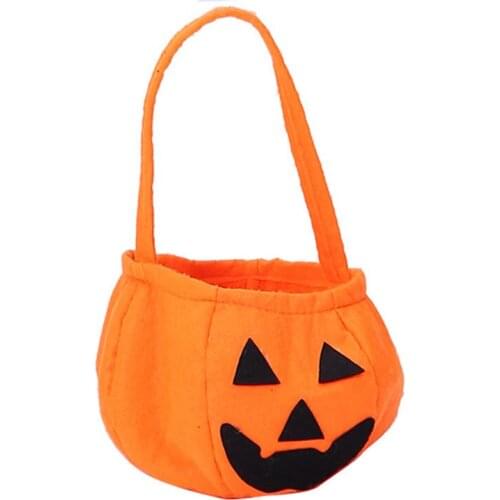 Halloween Candy Bags Foldable Smile Pumpkin Bag Folding Personality Candy Gift Basket Wacky Expressions Treat Or Tricky Bag