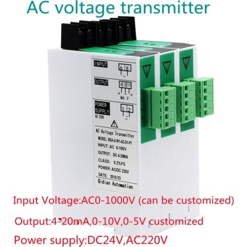AC voltage transmitter AC voltage current transmitter 0-1000V to 4-20mA for current Voltage signal isolator BSA-U