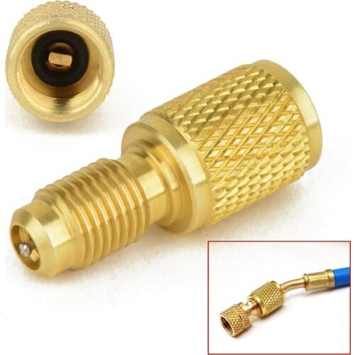 1pc ACME A/C R134a Brass Pipe Fitting Coupler Adapter 1/4" Male To 1/2" Female W / Valve Core For R134A Refrigerant Tank Mayitr