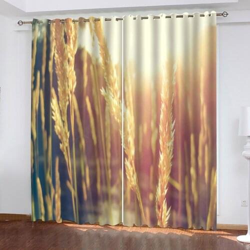 Custom Curtains Sunshine Wheat Beautiful Photo Luxury Blackout 3D Curtains For Living Room office Bedroom