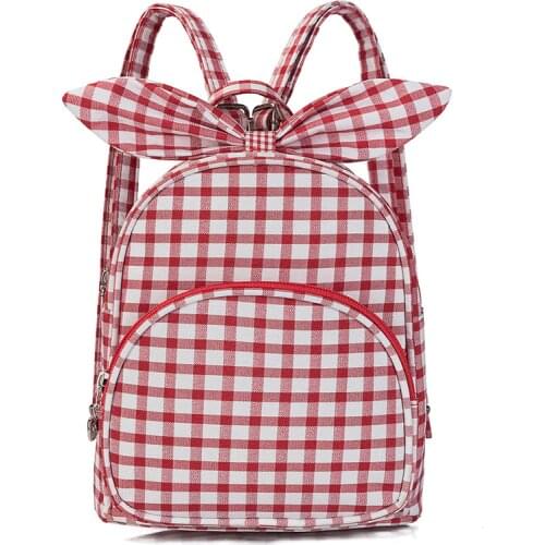 NEW Plaid Kids Bags Mochila Escolar Infantis School Bags Child Lovely Rabbit Ears Satchel Backpack for Children Backpack Mini