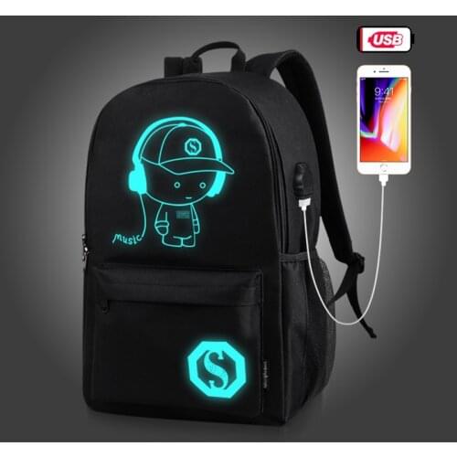 Oxford Bagpack School Bags For Boys Bookbag Backpacks USB Charging Luminous Zipper Rucksack Laptop Backpack Men Plecak Damski