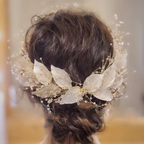 Luxury Big Leaf Tiara Long Headband Crown Wedding Bridal Hair Accessories Crowns Women Hairband Tiaras