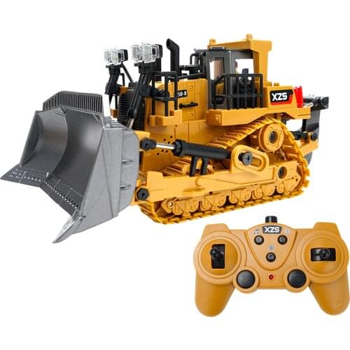 RC Truck 1:24 9CH Scale Heavy Bulldozer Caterpillar Alloy Tractor Model Engineering Car Excavator Radio Controlled Car Toys