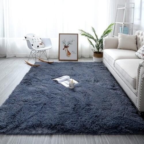 Shaggy Rugs Thick Silky Carpet Modern Living Room Sofa Study Long Plush Warm Foot Mats Bedside Bedroom Non-slip Floor Mat White